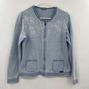 BLUE WILLI'S LIGHT BLUE FLORAL‎ CARDIGAN SIZE Medium